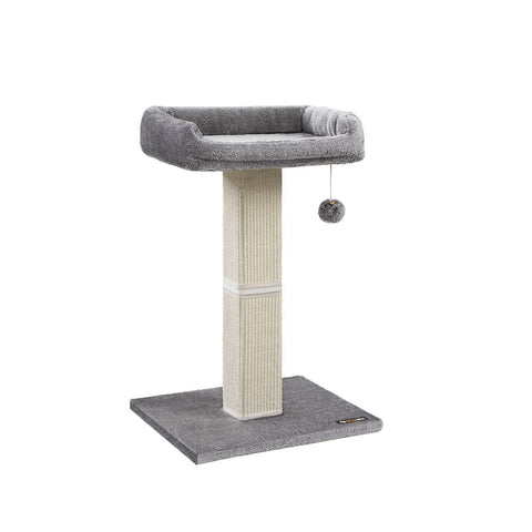 Rootz Scratching Post - Scratching Post With Platform - Cat Tree - Cat Climbing Tree - Cat Activity Tree - Cat Play Tree - Modern Cat Tree - Cat Tree House - Chipboard - Plush - Sisal - Light Gray - 45 x 40 x 71 cm (L x W x H)