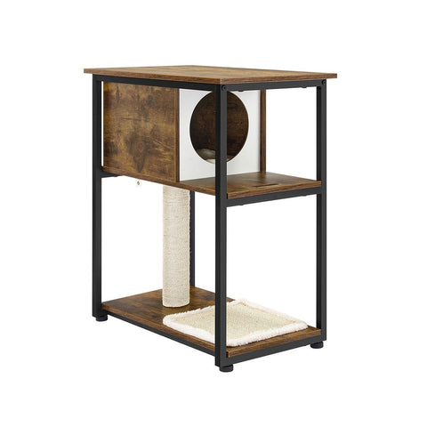 Rootz Scratching Post - Cat Scratching Post - Floor-standing Scratching Post - With Storage Space To Save Space - Rustic Brown - 59 x 36 x 67 cm