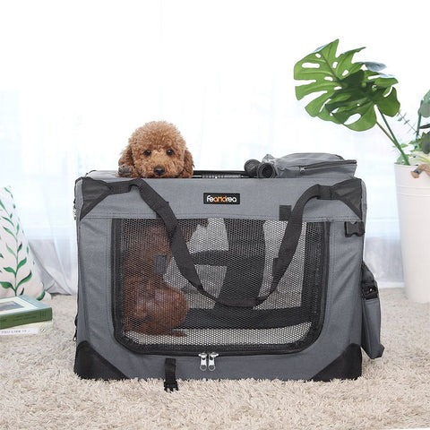 Rootz Dog Carrier - Dog Bag - Pet Carrier - Cat Carrier - Travel Pet Carrier - Portable Pet Carrier - Oxford Cloth/Steel - Grey - 60 x 40 x 40 cm