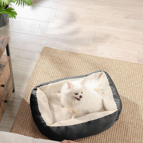 Rootz Dog Bed - Dog Round Bed - Pet Bed - Cat Bed - Pet Sleeping Bed - With Reversible Cushion - Grey - 65 x 55 x 20 cm