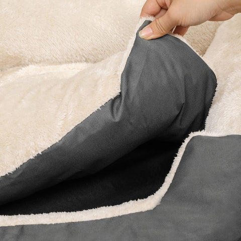 Rootz Dog Bed - Dog Round Bed - Pet Bed - Cat Bed - Pet Sleeping Bed - With Reversible Cushion - Grey - 65 x 55 x 20 cm