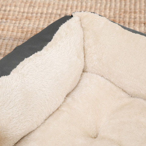 Rootz Dog Bed - Dog Round Bed - Pet Bed - Cat Bed - Pet Sleeping Bed - With Reversible Cushion - Grey - 65 x 55 x 20 cm