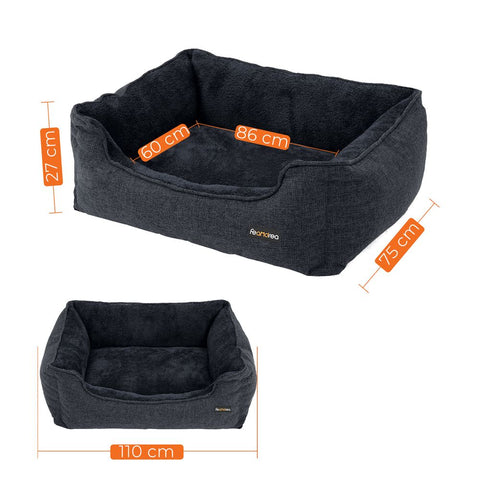 Rootz Dog Bed - Dog Bed For Large Dogs - Dog Sleeping Bed - Dog Cave Bed - Dog Orthopedic Bed - Dog Raised Bed - Imitation Linen - Polyester Fabric With Nubs - PP Filling - Plush - Dark Grey - 90 x 75 x 25 cm (L x W x H)