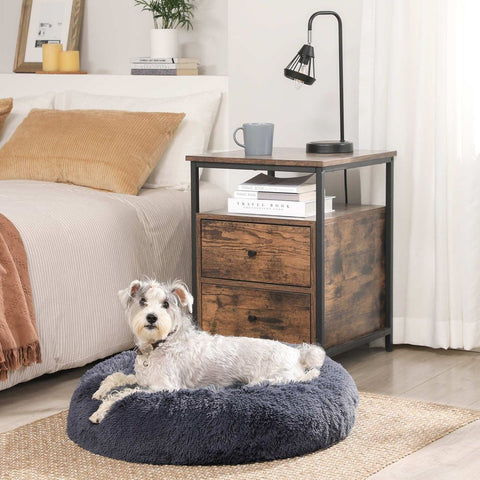 Rootz Dog Bed - Pet Bed - Round Dog Bed - Washable Dog Bed - Travel Dog Bed - Dog Sofa - Pet Sofa - Dark Grey - 60 x 20 cm