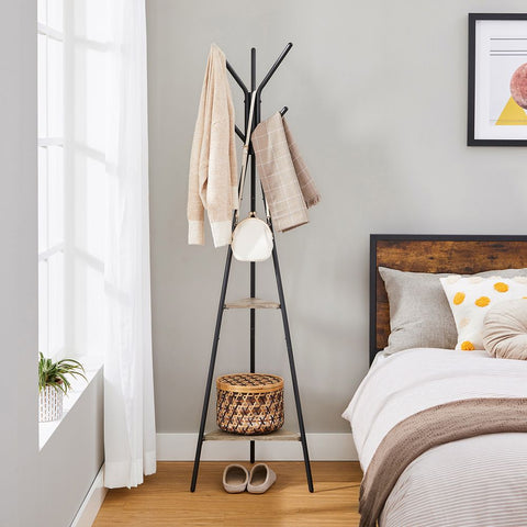 Rootz Coat Stand - Coat Rack - Coat Tree - Coat Stand In Tree Shape - Standing Coat Rack - Chipboard/Steel - Greige Black - 49.5 x 49.5 x 179 cm