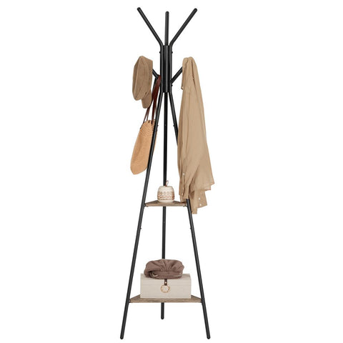 Rootz Coat Stand - Coat Rack - Coat Tree - Coat Stand In Tree Shape - Standing Coat Rack - Chipboard/Steel - Greige Black - 49.5 x 49.5 x 179 cm