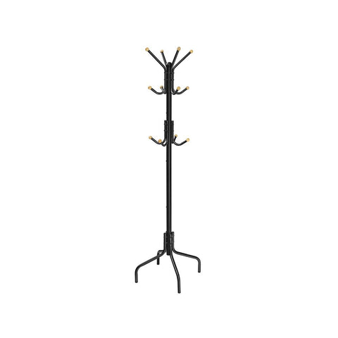 Rootz Coat Rack - Metal Coat Rack - Metal Coat Stand - Coat Rack With Hooks - Modern Hat And Coat Rack - Minimalist Coat Rack - Black - 55 x 55 x 180 cm