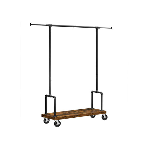 Rootz Clothes Stand - Clothes Stand On Wheels - Clothing Rack - Clothes Hanger Stand - Freestanding Clothes Stand - Clothes Stand With Hooks - Chipboard - Steel - Brown-black - (110-168) x 40 x 160 cm (L x W x H)