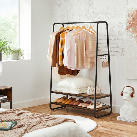 Rootz Clothes Stand - Clothing Rack - Garment Stand - Clothes Hanger Stand - Portable Clothes Stand - Freestanding Clothes Stand - Chipboard - Steel - Brown-black - 100 x 45 x 160 cm (L x W x H)