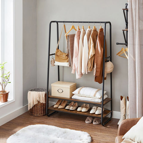 Rootz Clothes Stand - Clothing Rack - Garment Stand - Clothes Hanger Stand - Portable Clothes Stand - Freestanding Clothes Stand - Chipboard - Steel - Brown-black - 100 x 45 x 160 cm (L x W x H)