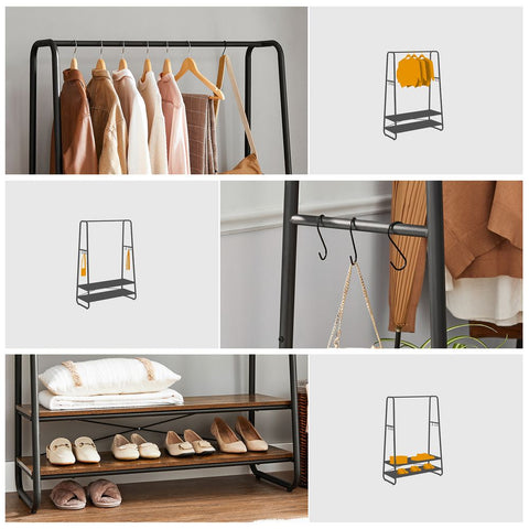 Rootz Clothes Stand - Clothing Rack - Garment Stand - Clothes Hanger Stand - Portable Clothes Stand - Freestanding Clothes Stand - Chipboard - Steel - Brown-black - 100 x 45 x 160 cm (L x W x H)