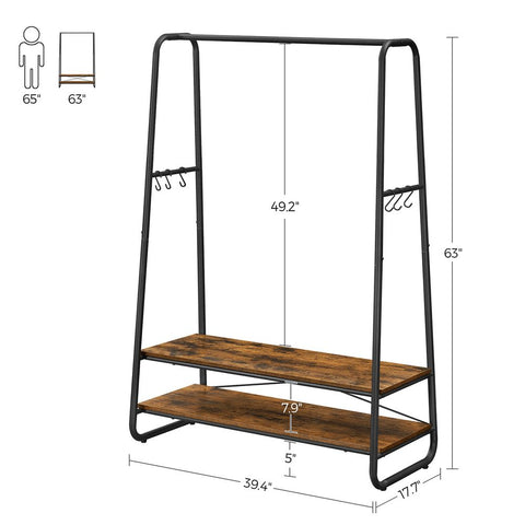 Rootz Clothes Stand - Clothing Rack - Garment Stand - Clothes Hanger Stand - Portable Clothes Stand - Freestanding Clothes Stand - Chipboard - Steel - Brown-black - 100 x 45 x 160 cm (L x W x H)
