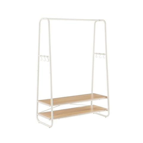 Rootz Clothes Rack - Clothes Stand - Coat Stand With 2 Shelves - Clothes Rail - Oak-cream White - 45 x 100 x 160 cm (D x W x H)