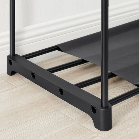 Rootz Wardrobe - Open Wardrobe - Open Closet Systems - Walk-in Closet Organizer - Freestanding Open Wardrobe - Steel - Plastic - Black - 43 x 138 x 182 cm (D x W x H)