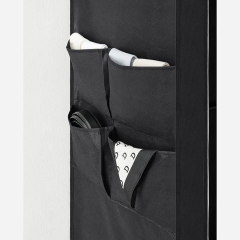 Rootz Fabric Cabinet - Abric Cabinet With 4 Side Pockets - Fabric Storage Cabinets - Portable Fabric Cabinet - Wardrobe Cabinet - Closet Organizer - Steel - Non-woven Fabric - Plastic - Black - 45 x 170 x 167 cm (D x W x H)