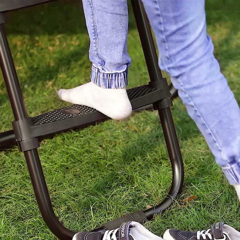 Rootz Trampoline Ladder - Trampoline Ladder With Wide Steps - Trampoline Steps - Trampoline Accessory - Adjustable Trampoline Ladder - Non-slip Trampoline Ladder - Powder Coated Iron - Black - 40.6 x 7.3 cm (L x W)