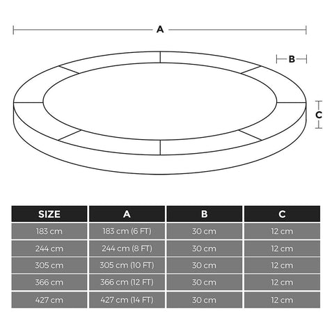 Rootz Trampoline Edge Cover -indoor Trampoline - Outdoor Trampoline - Round Trampoline Cover - Blue