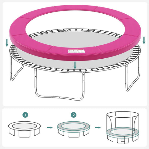 Rootz Trampoline Rim Cover - Trampoline Edge Cover - Trampoline Safety Pad - Trampoline Padding - Trampoline Frame Protector - Pink
