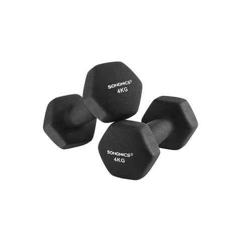 Rootz Dumbbell - Hexagonal Dumbbells - Hex Dumbbell - Set Of 2 Dumbbells - Cast Iron/Vinyl Coating - Black - 20.5 x 9.5 x 9 cm
