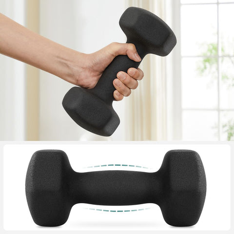 Rootz Dumbbell - Hexagonal Dumbbells - Hex Dumbbell - Set Of 2 Dumbbells - Cast Iron/Vinyl Coating - Black - 20.5 x 9.5 x 9 cm