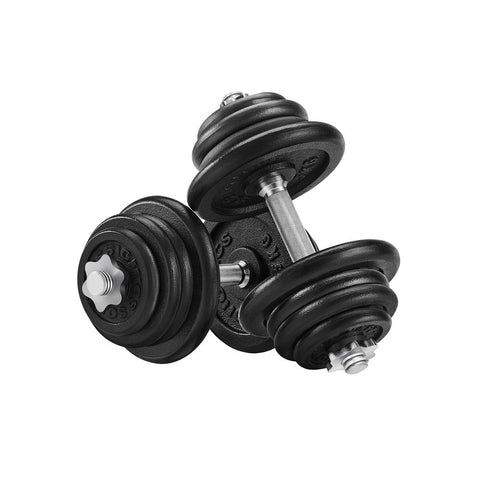 Rootz Dumbbells - Hexagonal Dumbbells - Hex Dumbbell - Powder Coated Cast Iron Discs/Steel Rods/Iron Star Clasps - Black