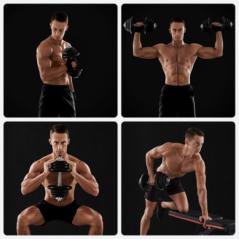 Rootz Dumbbells - Hexagonal Dumbbells - Hex Dumbbell - Powder Coated Cast Iron Discs/Steel Rods/Iron Star Clasps - Black