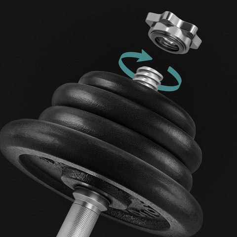 Rootz Dumbbells - Hexagonal Dumbbells - Hex Dumbbell - Powder Coated Cast Iron Discs/Steel Rods/Iron Star Clasps - Black