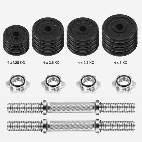 Rootz Dumbbells - Hexagonal Dumbbells - Hex Dumbbell - Powder Coated Cast Iron Discs/Steel Rods/Iron Star Clasps - Black