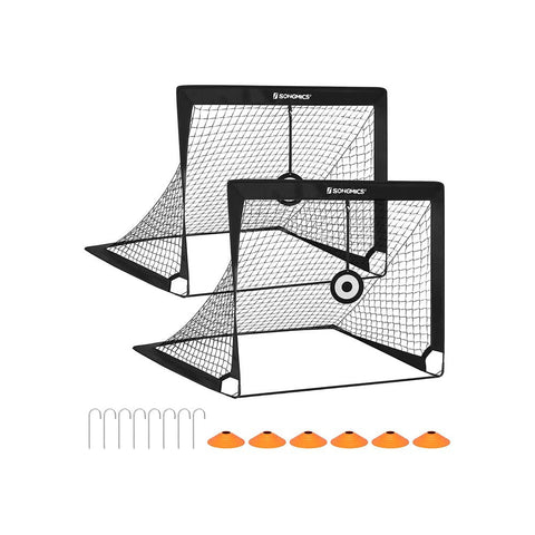 Rootz Soccer Goal - Pop-up Soccer Goal - Set Of 2 Soccer Goals - Football Goal - Fiberglass Rods/Polyester Mesh/Oxford Cloth - Black - 120 x 91 x 91 cm