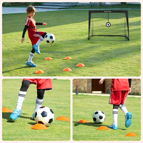 Rootz Soccer Goal - Pop-up Soccer Goal - Set Of 2 Soccer Goals - Football Goal - Fiberglass Rods/Polyester Mesh/Oxford Cloth - Black - 120 x 91 x 91 cm