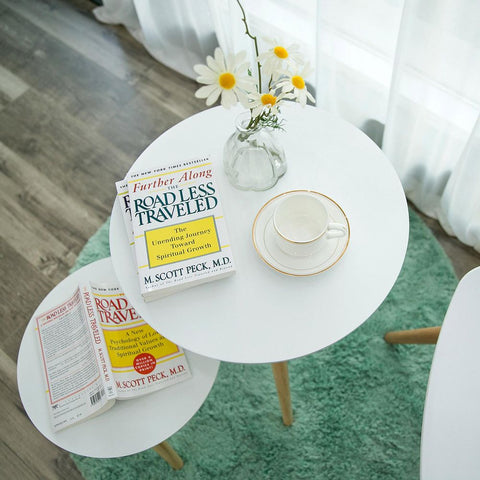 Rootz Table - Side Tables - Round Table - Coffee Table - Tea Table - 2 Side Tables - Snack Table - Round Coffee Table - White