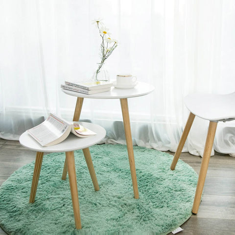Rootz Table - Side Tables - Round Table - Coffee Table - Tea Table - 2 Side Tables - Snack Table - Round Coffee Table - White