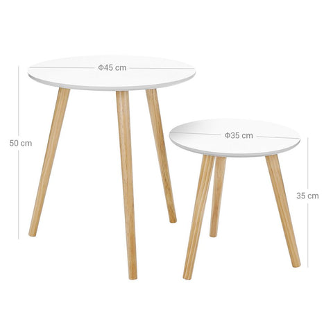 Rootz Table - Side Tables - Round Table - Coffee Table - Tea Table - 2 Side Tables - Snack Table - Round Coffee Table - White