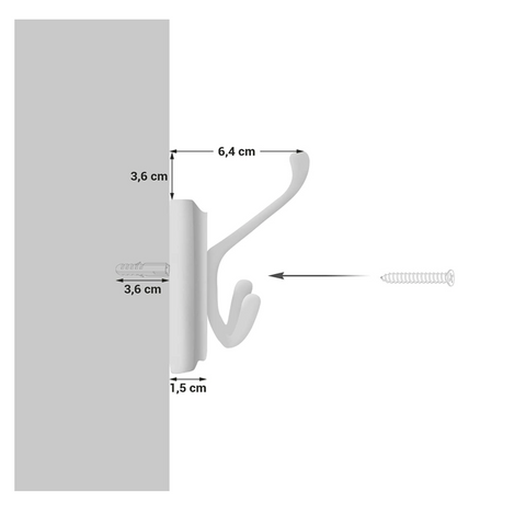 Rootz Wall Coat Rack - Coat Rack - 4 Hooks - Coat Hooks - Coats - Hats - Bags - White - MDF - 40 x 11 x 7 cm