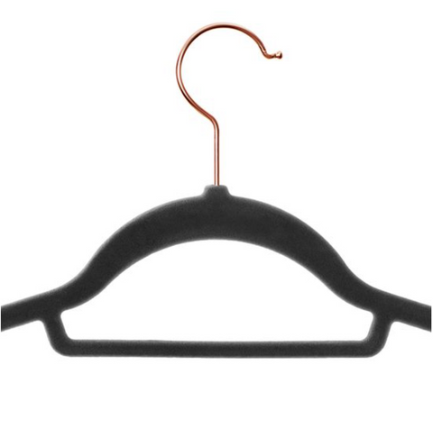 Rootz Clothes Hangers - Clothes Hangers - 50 Pieces - Non-Slip - Rotatable Hook - Rose Gold - Space Saving - Black - 45 x 0.6 x 23.5 cm