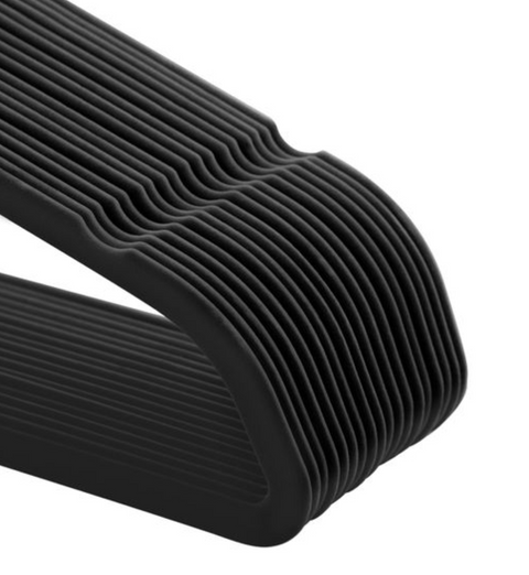 Rootz Clothes Hangers - Clothes Hangers - 50 Pieces - Non-Slip - Rotatable Hook - Rose Gold - Space Saving - Black - 45 x 0.6 x 23.5 cm