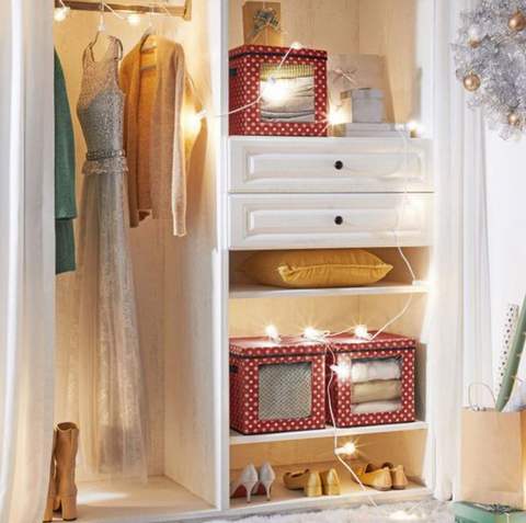 Rootz Storage Boxes - Christmas Baubles - Set Of 3 - Foldable - 64 Compartments Per Box - Red - 30.5 x 30.5 x 30.5 cm