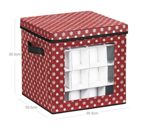 Rootz Storage Boxes - Christmas Baubles - Set Of 3 - Foldable - 64 Compartments Per Box - Red - 30.5 x 30.5 x 30.5 cm