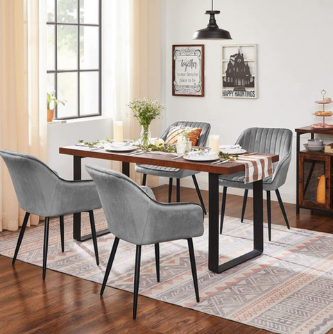 Rootz Dining chair - Armchair - Armrests - Metal - Velvet - Gray - 62.5 x 60 x 85 cm