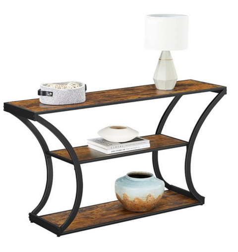 Rootz Console Table - Sideboard - Side Table - Industrial - Brown - Black - Processed Wood - Metal - 120 x 30 x 80 cm