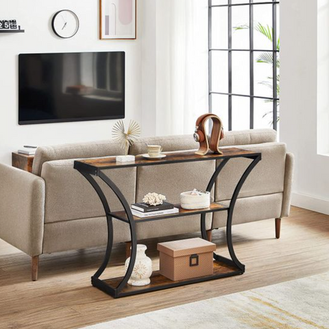 Rootz Console Table - Sideboard - Side Table - Industrial - Brown - Black - Processed Wood - Metal - 120 x 30 x 80 cm