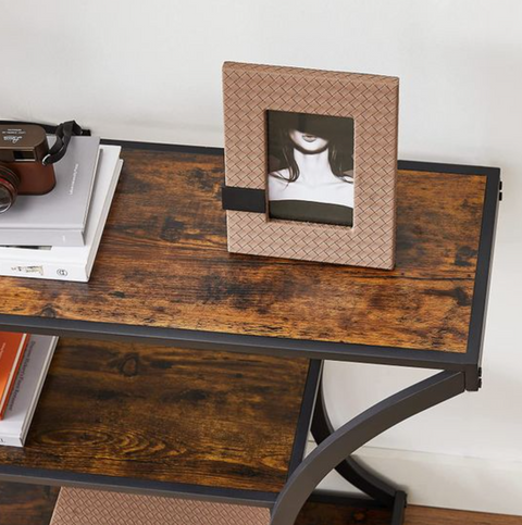 Rootz Console Table - Sideboard - Side Table - Industrial - Brown - Black - Processed Wood - Metal - 120 x 30 x 80 cm