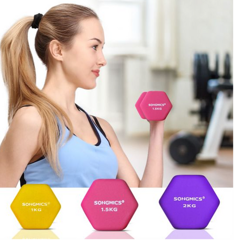 Rootz Halterset - 6 Halters - Hexagon - Dumbbellset - 2 x 1 kg - 2 x 1.5 kg - 2 x 2 kg
