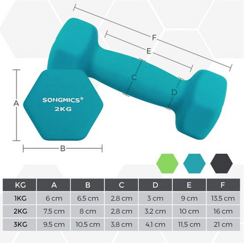Rootz Dumbbell Set - Dumbbells - Weight Lifting - 6 Pieces - Dumbbell Stand - 2 x 1 kg - 2 x 2 kg - 2 x 3 kg