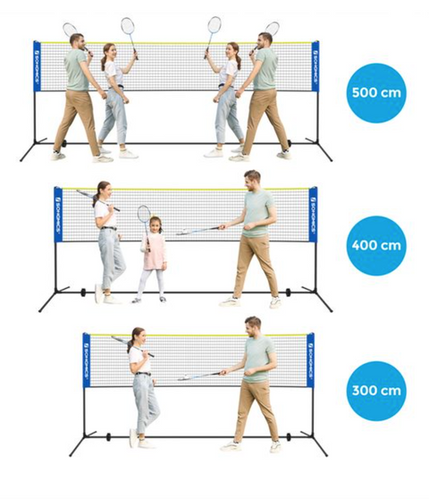 Rootz Badminton Net - Volleyball Net - Tennis Net - Blue - Yellow - Metal - Plastic - Carrying Bag - Adjustable - 500 x 103 x 155 cm