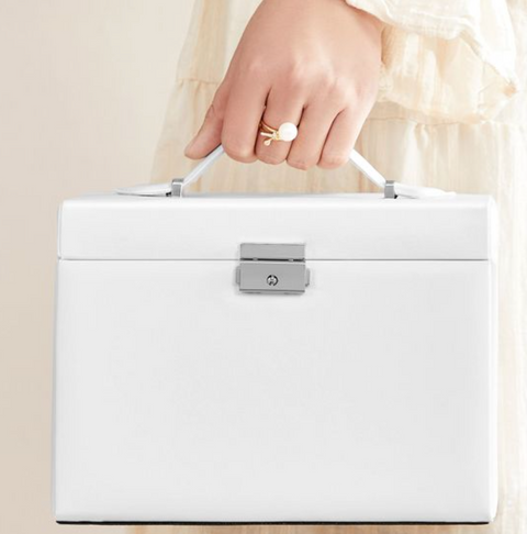 Rootz Jewelry Box - Jewelry Box - Jewelry Storage - 4 Levels - 3 Drawers - White - Velvet - 22.5 x 17.5 x 16.5 cm
