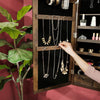 Rootz Jewelry Cabinet - Jewelry Storage - Jewelry Organizer - Jewelry Armoire - Jewelry Box - Wall-mounted Jewelry Cabinet - Jewelry Cabinet With Hooks - Dark Brown - 37 x 10 x 120 cm (L x W x H)