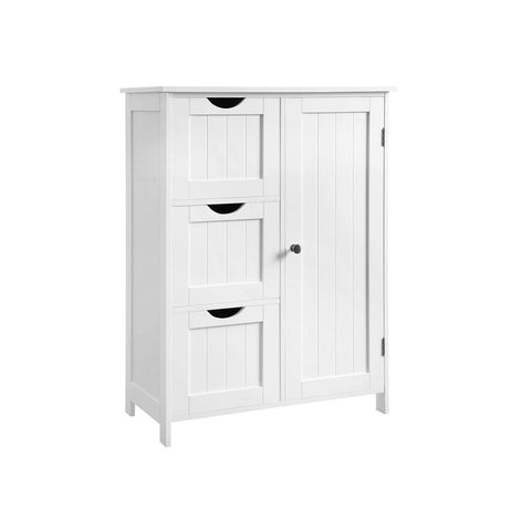 Rootz Cabinet - Cabinet With 3 Large Drawers - Kitchen Cabinet - Bathroom Cabinet - Storage Cabinet - Wall Cabinet - Corner Cabinet - Garage Cabinet - Wardrobe Cabinet - White - 60 x 30 x 81 cm (L x W x H)