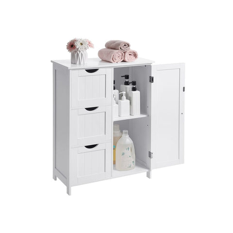 Rootz Cabinet - Cabinet With 3 Large Drawers - Kitchen Cabinet - Bathroom Cabinet - Storage Cabinet - Wall Cabinet - Corner Cabinet - Garage Cabinet - Wardrobe Cabinet - White - 60 x 30 x 81 cm (L x W x H)