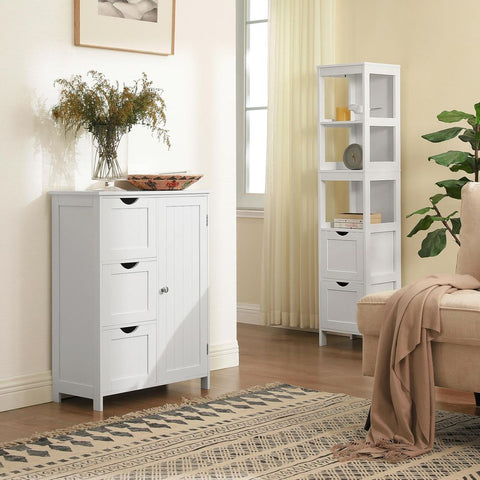 Rootz Cabinet - Cabinet With 3 Large Drawers - Kitchen Cabinet - Bathroom Cabinet - Storage Cabinet - Wall Cabinet - Corner Cabinet - Garage Cabinet - Wardrobe Cabinet - White - 60 x 30 x 81 cm (L x W x H)